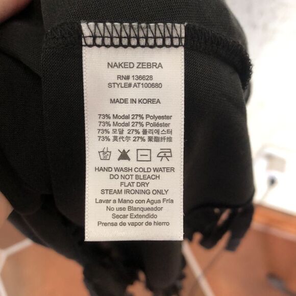 NWT Naked Zebra Black Fringed Tank - Picture 7 of 10
